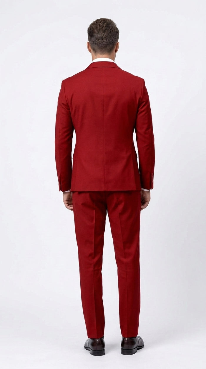 Men's Red Double Breasted Suit – Regular Fit 2-Piece Pleated Pants Wedding, Church & Formal Dress Suit