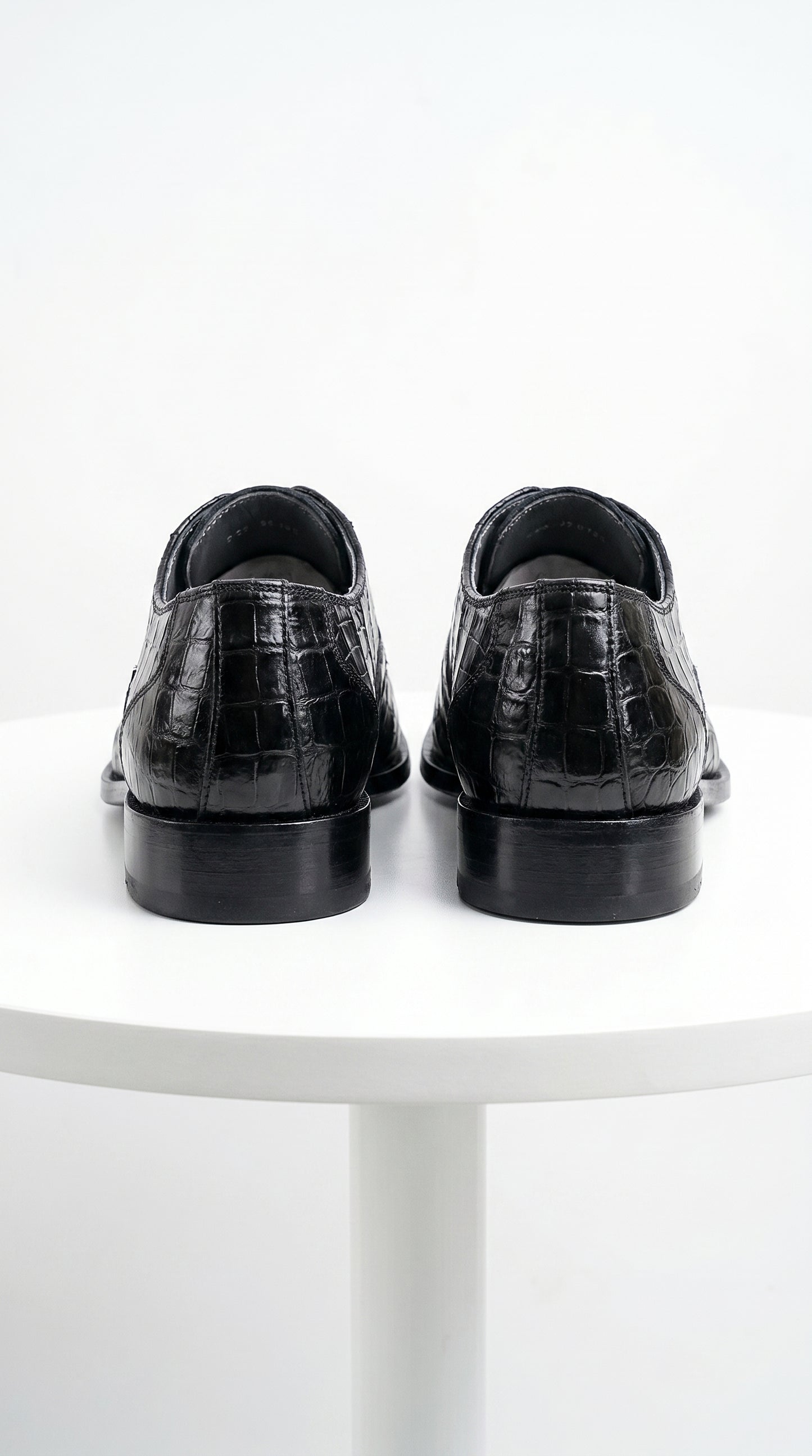 Men’s Los Altos Black Crocodile Dress Shoes with Italian Toe, Exotic Formal Lace Up Shoes