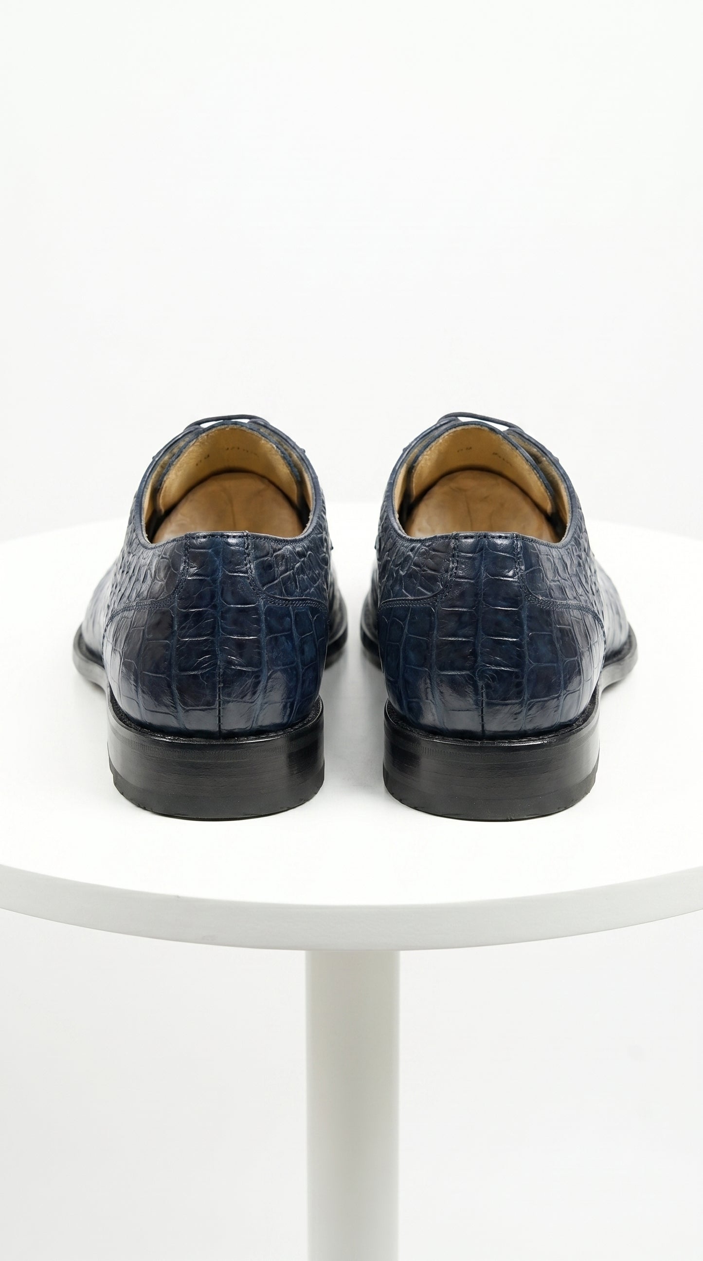 Men’s Los Altos Navy Caiman Hornback Dress Shoes with Plain Toe, Exotic Formal Lace Up Shoes