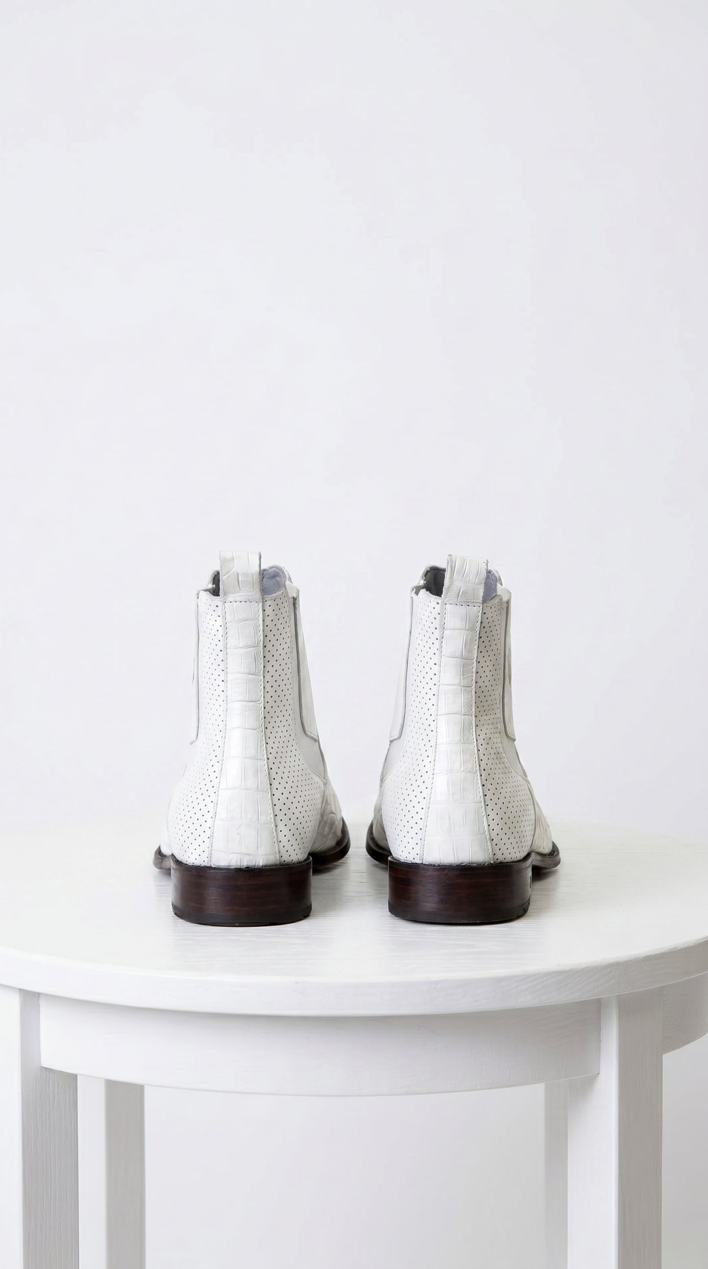 Men's Handmade White Vestigium Boots Genuine Caiman Belly Chelsea Boots