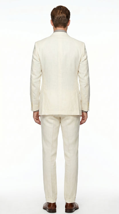 Men’s Ivory Great Gatsby Inspired Suit with Jacket, Vest and Pants, Vintage Formal Wedding Suit