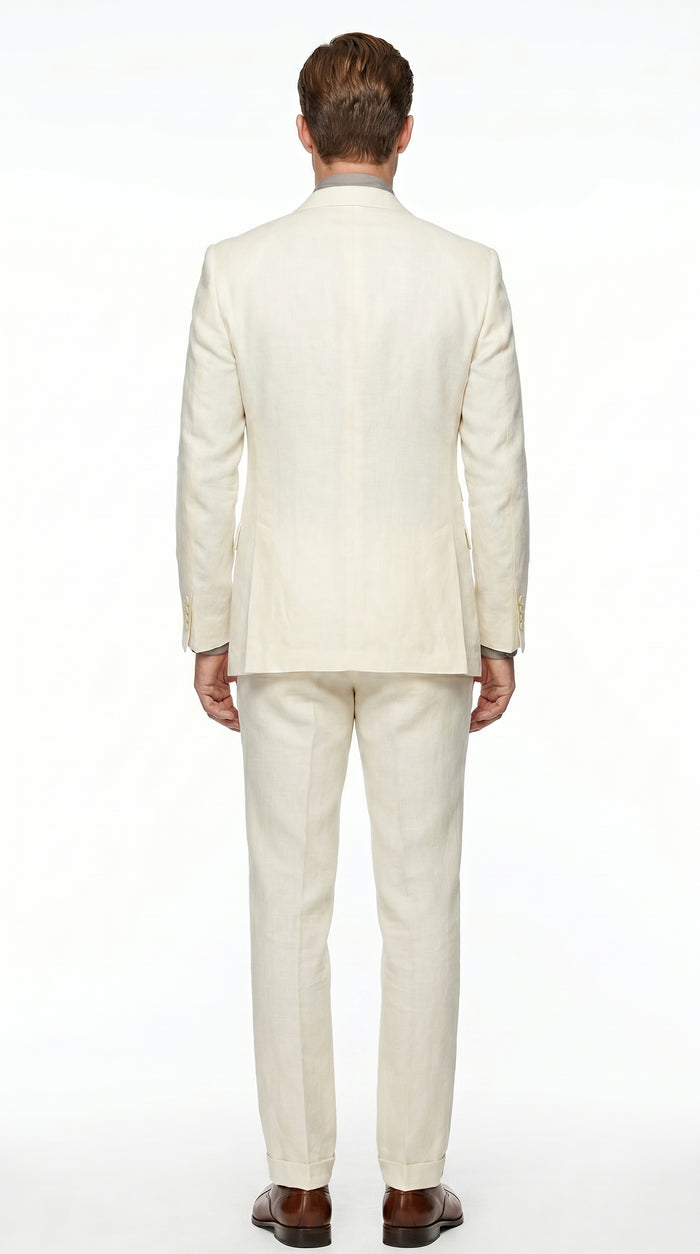 Men’s Ivory Great Gatsby Inspired Suit with Jacket, Vest and Pants, Vintage Formal Wedding Suit