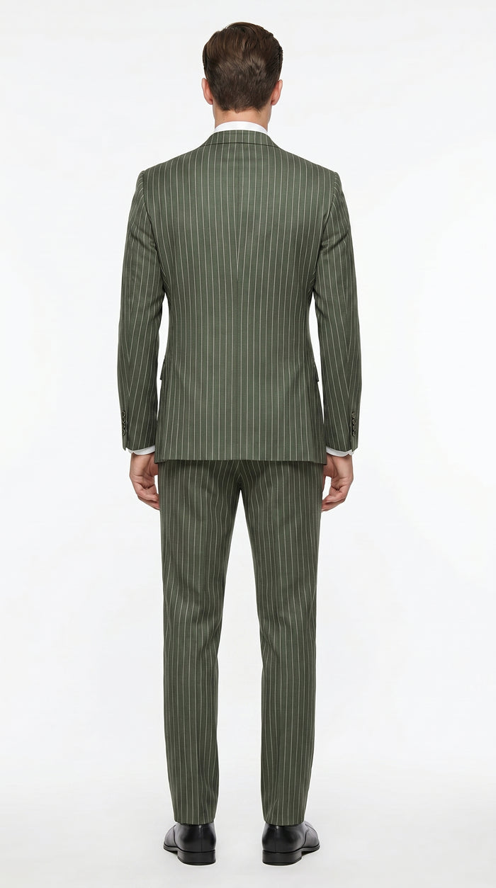 Men’s Charcoal Grey Double Breasted Gangster Pinstripe Suit with Matching Pants