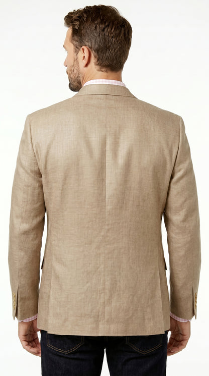 Men’s Tan Beige Sport Coat with 2 Button Front, Summer Dress Casual Blazer Jacket