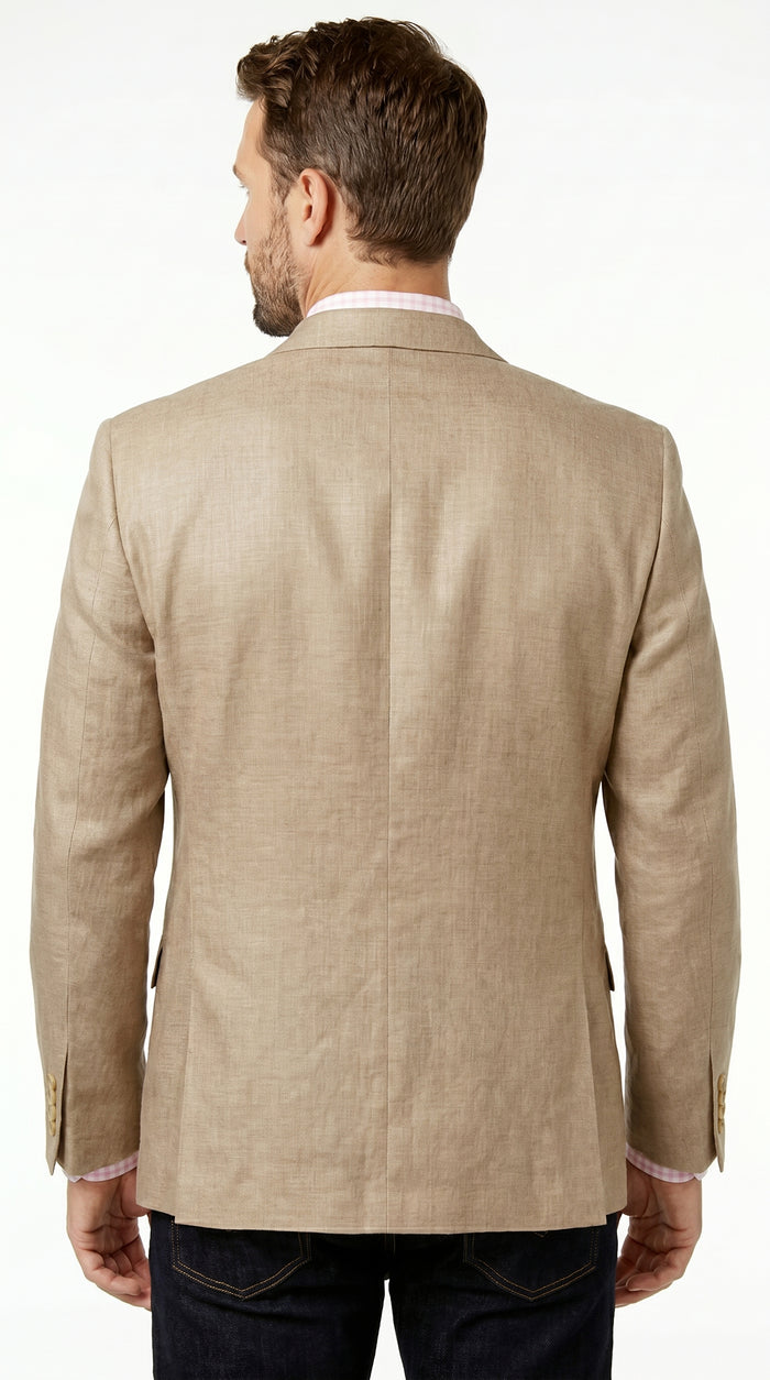Men’s Tan Beige Sport Coat with 2 Button Front, Summer Dress Casual Blazer Jacket