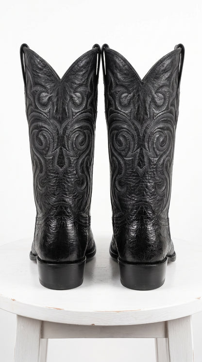 Men’s Black Armadillo Lizard Western Boots, Original Puntal Toe Cowboy Dress Boots