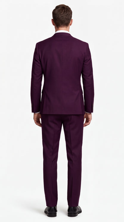 Men's Plum Purple Slim Fit 2-Piece Suit – Modern 2-Button Notch Lapel Wedding, Prom & Formal Dress Suit