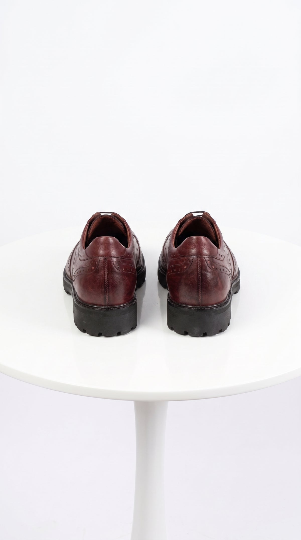 Lombardy Men’s Calfskin Wingtip Dress Shoes – Brogue Lace-Up Shoes with Lug Sole