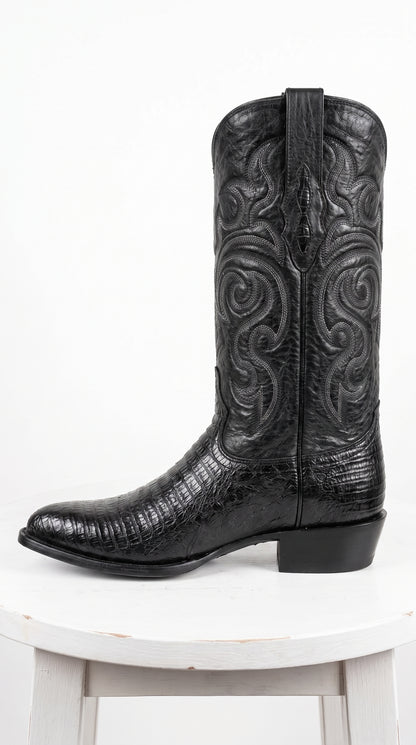 Men’s Black Armadillo Lizard Western Boots, Original Puntal Toe Cowboy Dress Boots