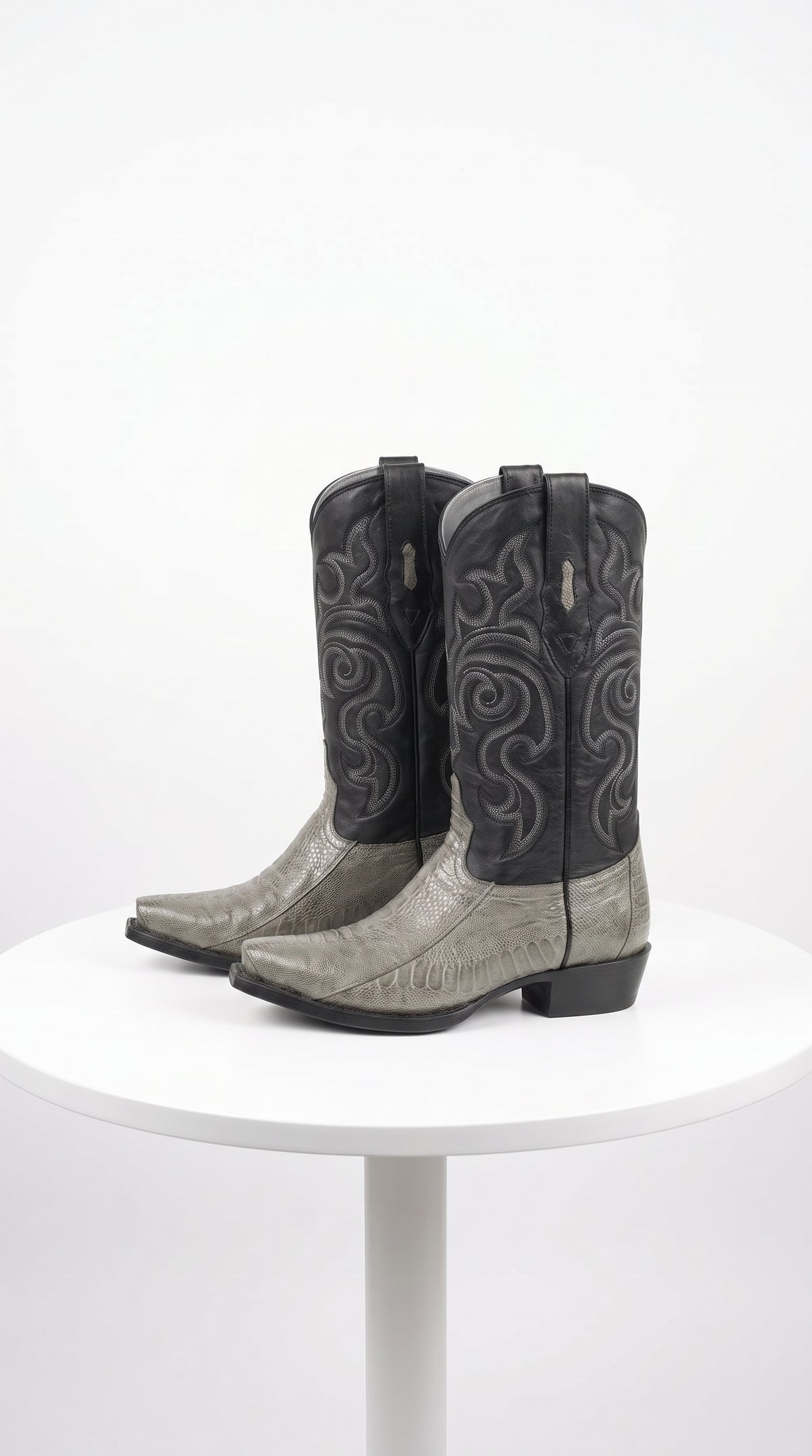 Los Altos Men’s Grey Ostrich Leg Cowboy Boots, Low Priced Exotic Western Dress Boots