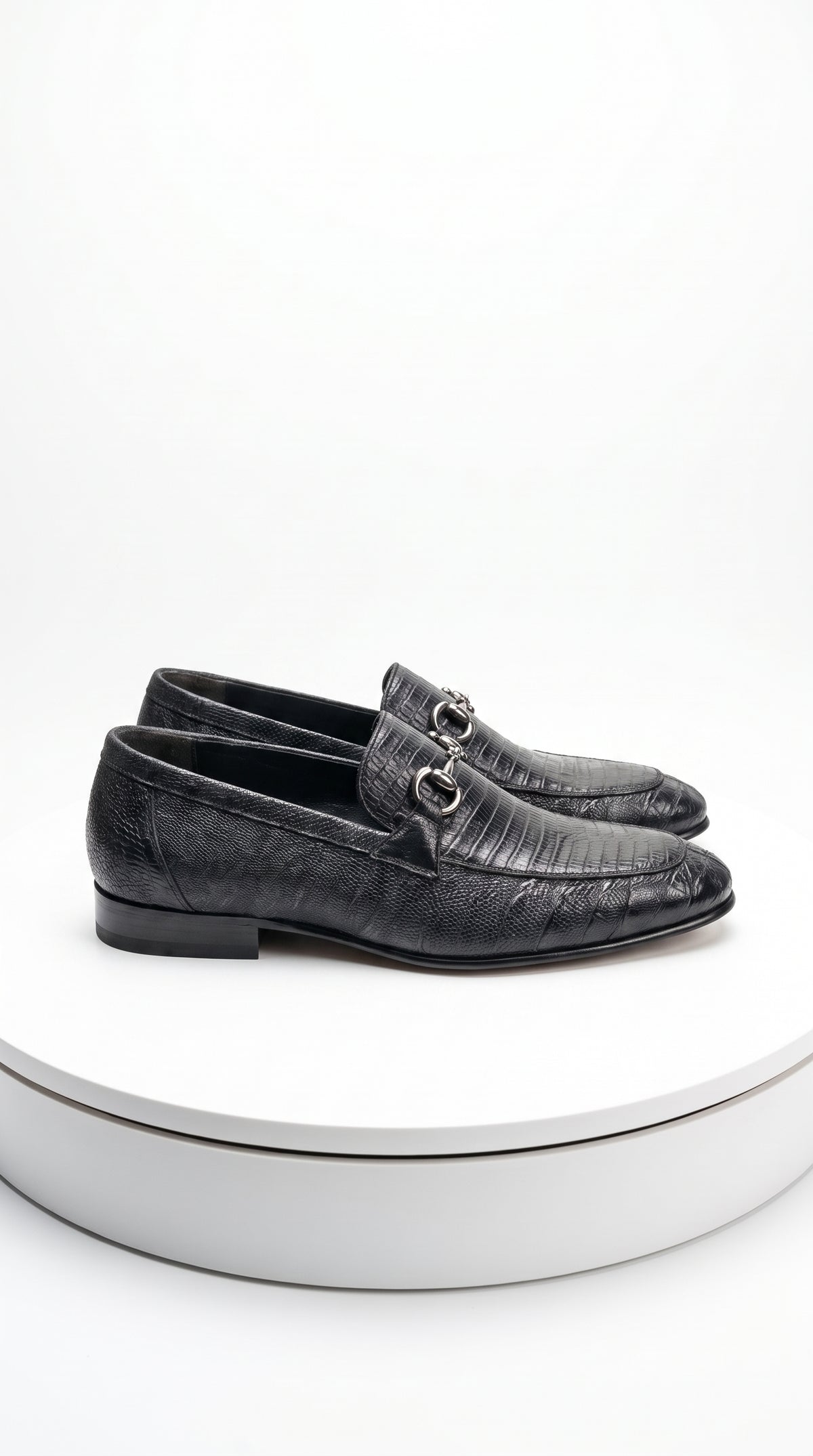 Lombardy Men’s Teju Lizard Bit Loafers – Exotic Leather Slip-On Dress Shoes