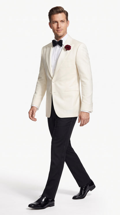 Men’s 007 Inspired White Tuxedo Jacket, James Bond Style Formal Dinner Jacket for Weddings and Prom