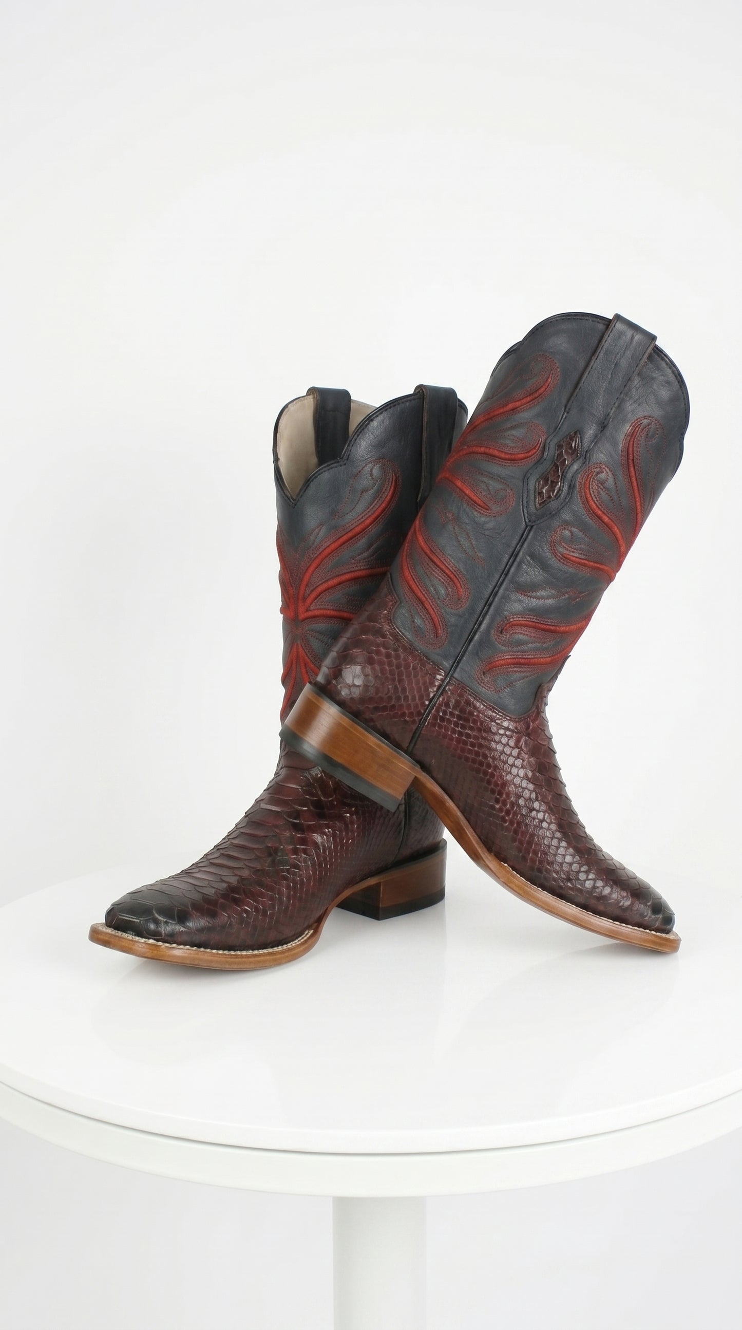 Botas de Piton Grabado Horma Rodeo Cuadrada