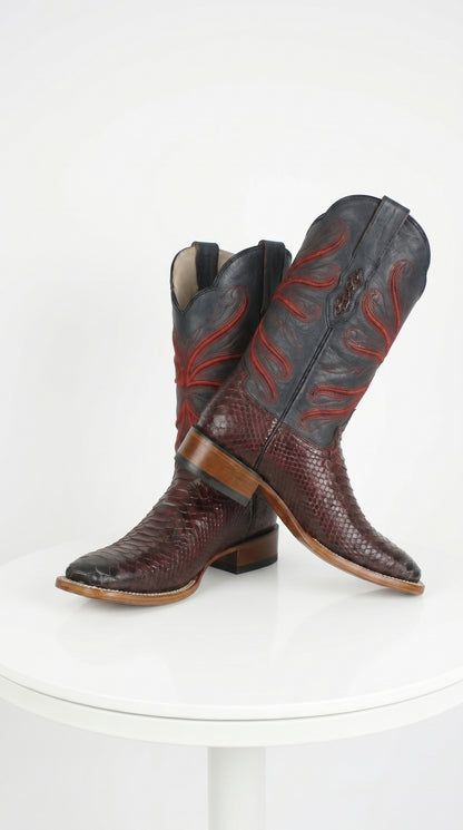 Botas de Piton Grabado Horma Rodeo Cuadrada