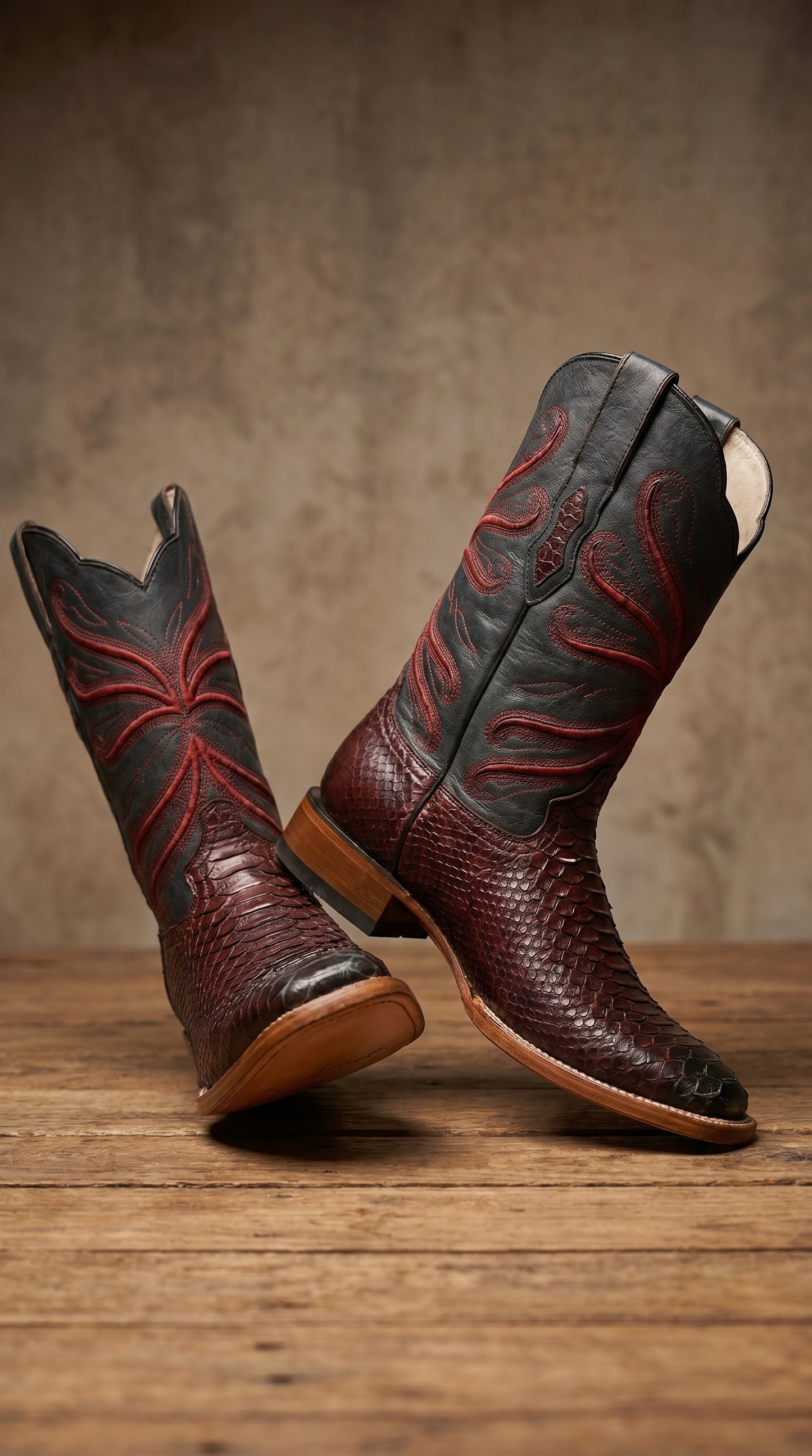 Botas de Piton Grabado Horma Rodeo Cuadrada