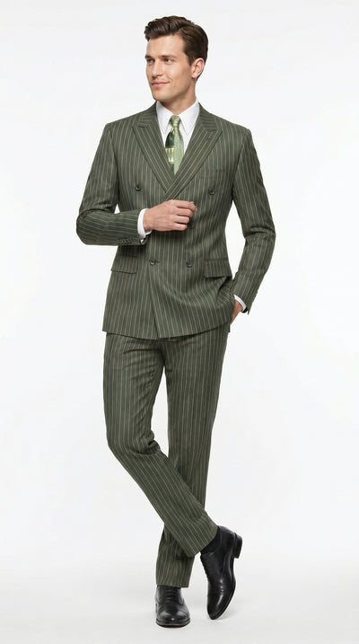 Men’s Charcoal Grey Double Breasted Gangster Pinstripe Suit with Matching Pants