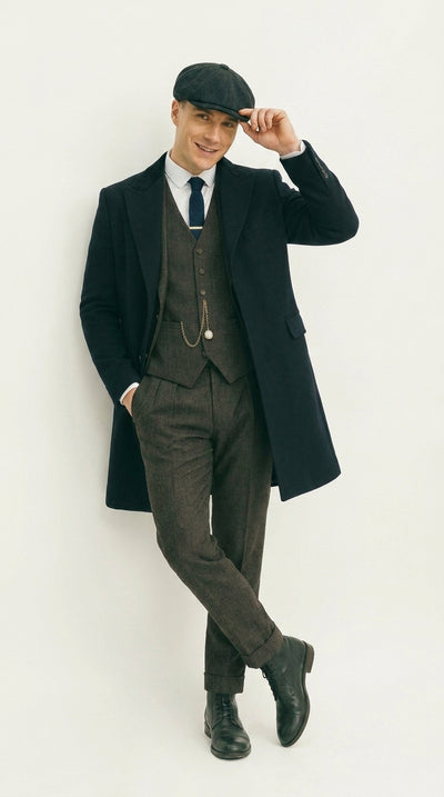 Men’s Grey Peaky Blinders Costume Outfit, Thomas Shelby Inspired 3 Piece Vintage Suit