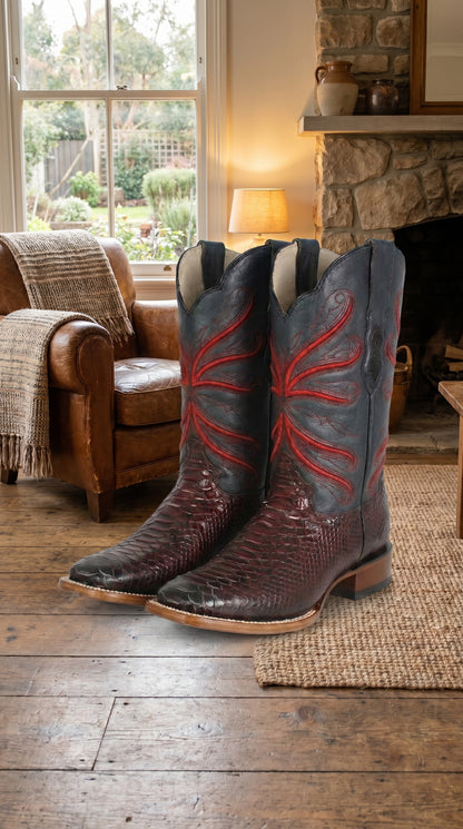 Botas de Piton Grabado Horma Rodeo Cuadrada