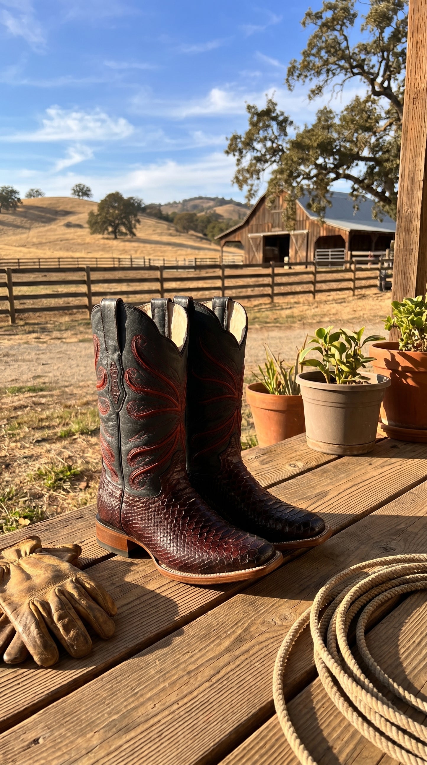 Botas de Piton Grabado Horma Rodeo Cuadrada