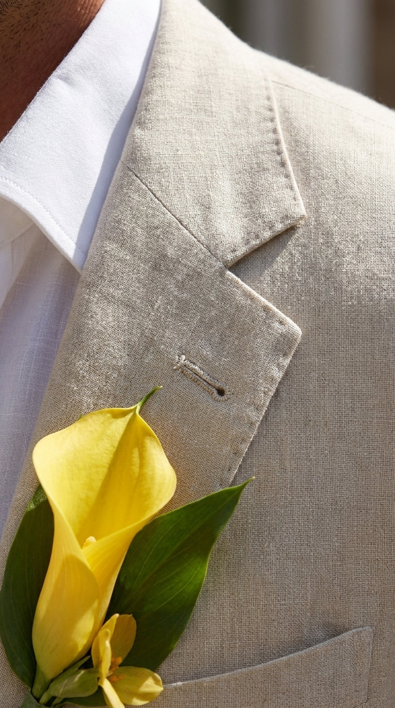 Men’s Natural Sand Linen Suit – Light Tan 2-Piece Summer Beach Wedding Suit