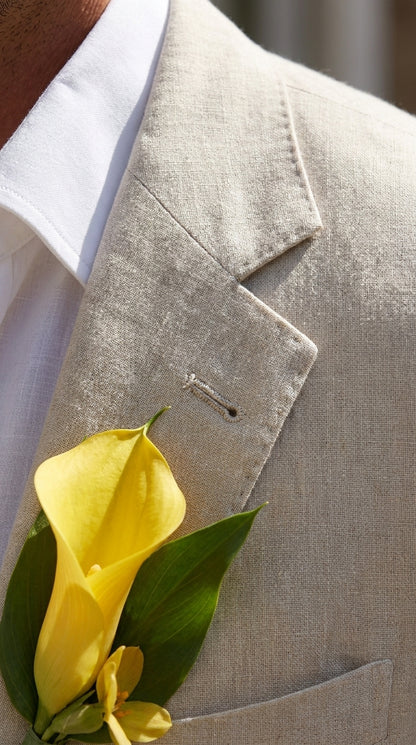 Men’s Natural Sand Linen Suit – Light Tan 2-Piece Summer Beach Wedding Suit