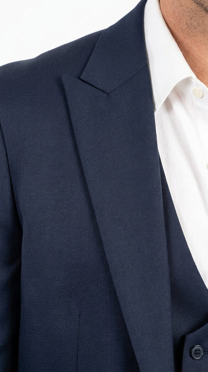 Men’s Navy Western Suit Blazer with Double-Breasted Vest – Modern Cowboy Formal Outfit