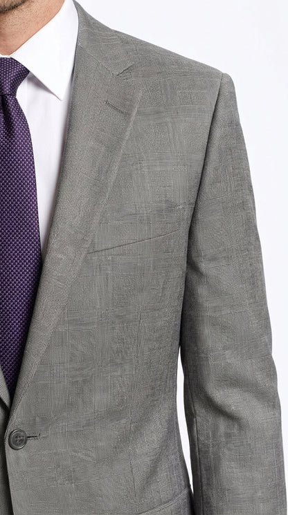 Men’s Gray Sharkskin 2-Piece Suit – Classic Fit Business, Wedding and Formal Suit