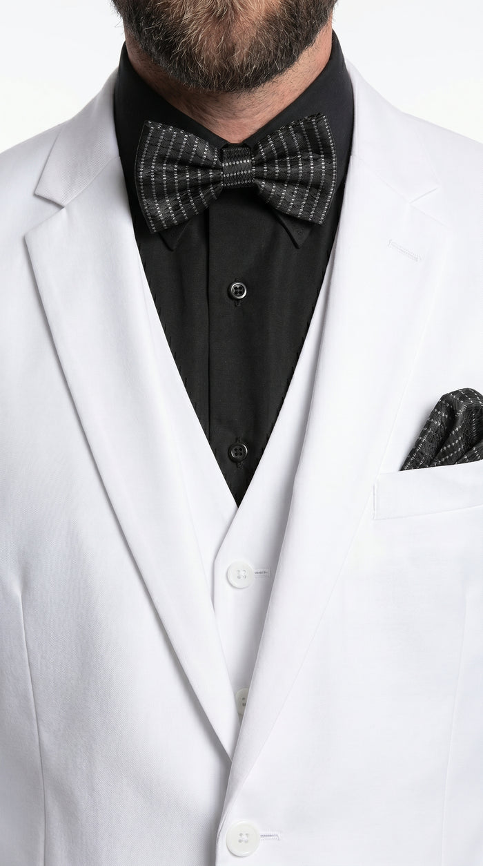 Men’s White Disco Suit with Jacket, Vest and Pants, Saturday Night Style Formal Party Suit