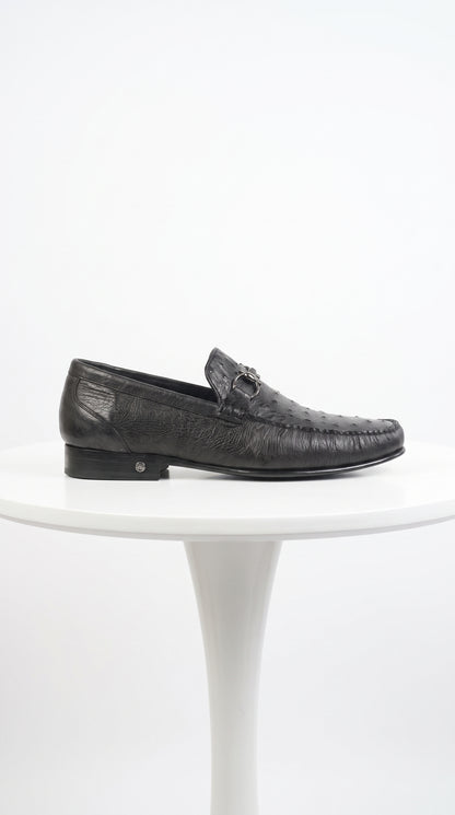 Lombardy Men’s Ostrich Quill & Calfskin Bit Loafers – Exotic Leather Dress Shoes