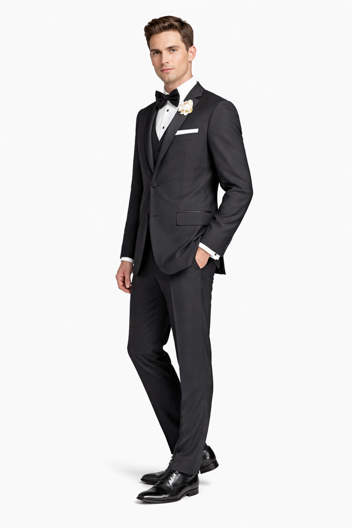 Mens Tiglio Black Tuxedo – Classic Formal Dinner Suit for Wedding, Prom and Black Tie Events