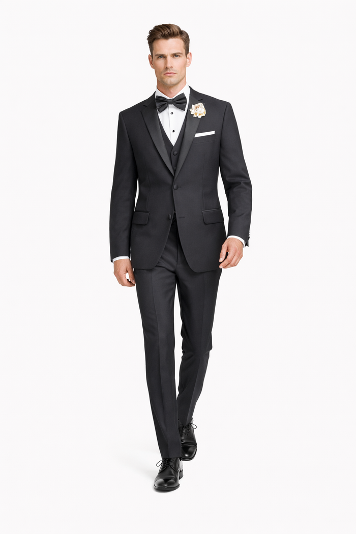 Mens Tiglio Black Tuxedo – Classic Formal Dinner Suit for Wedding, Prom and Black Tie Events
