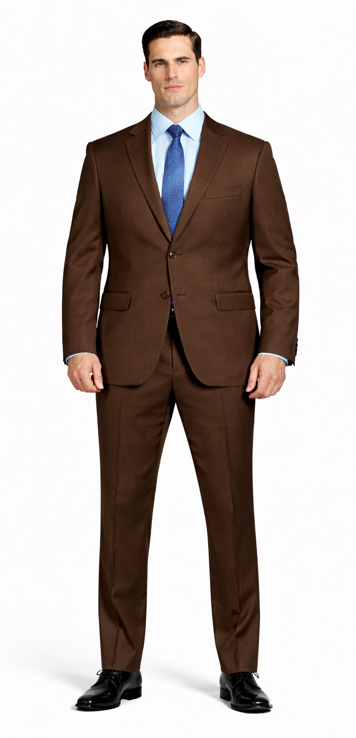 Mantoni Brown Two-Button Wool Suit