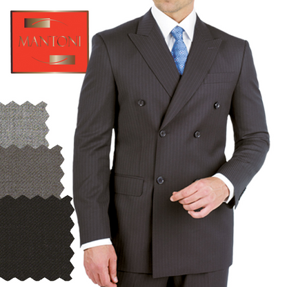 Mantoni Double-Breast Black, Grey, or Navy Wool Suit