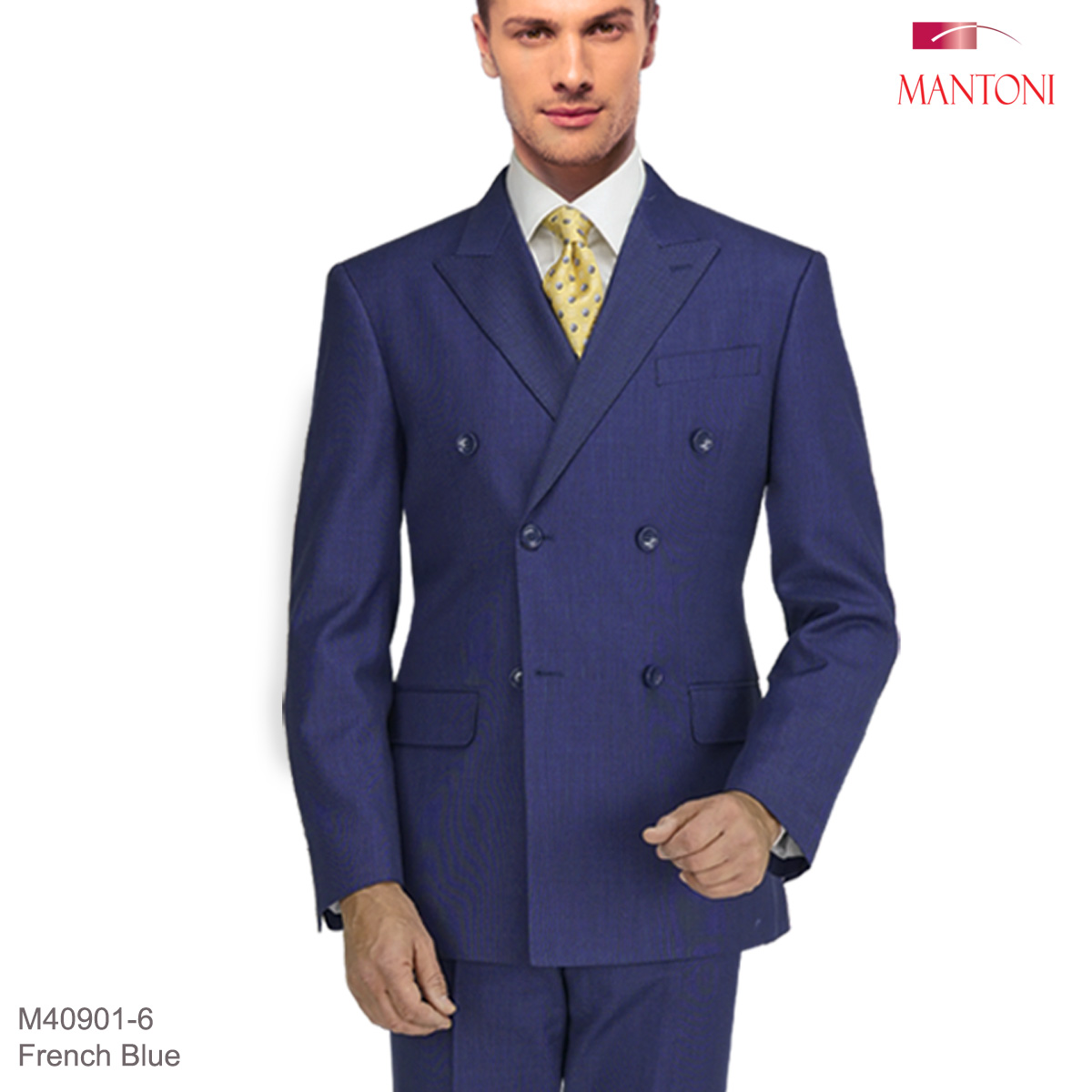 Mantoni Double-Breast Black, Grey, or Navy Wool Suit