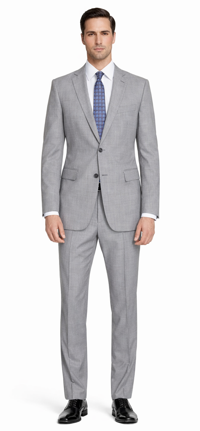 Mantoni Lt. Gray Two-button Wool Suit in Modern or Slim-Fit