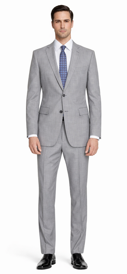 Mantoni Lt. Gray Two-button Wool Suit in Modern or Slim-Fit