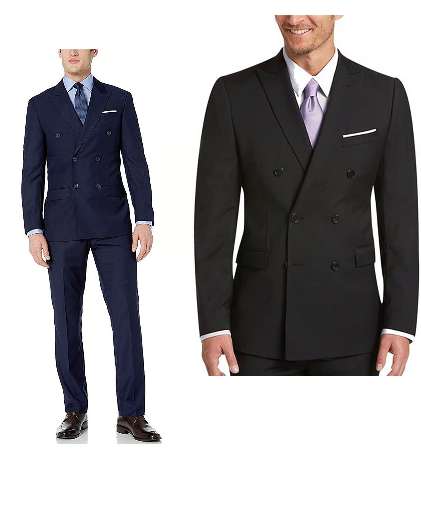 Tiglio Mens Solid Wool Suit – Double Breasted Classic Fit Business ...