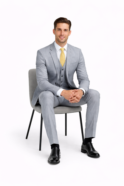 Tiglio Light Gray Suit for Men – Elegant Wedding and Business Formal Suit