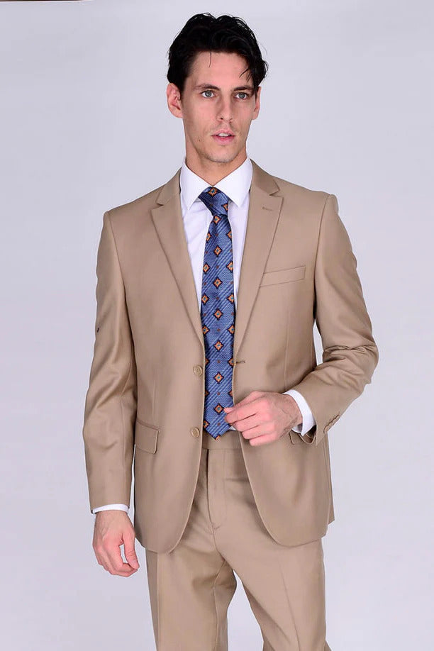 Tiglio Suit - Wool Suit - Business Suit Black Suit - Modern Fit 2 Buttons Style