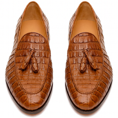 Marco Di Milano Bianchi Bay Apache Caiman Crocodile Tassel Loafers 8 BIANCHI_CAIMAN FUSCUS_BAY APACHE_8  - from alligatorwarehouse.com