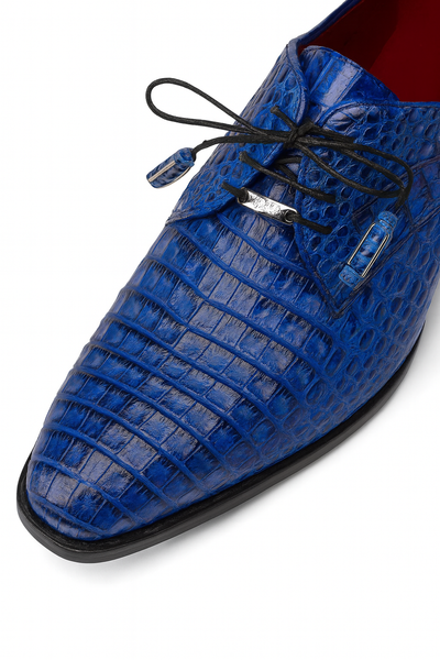 Marco Di Milano Lacio Electric Blue Caiman Crocodile Derby 6 LACIO_CAIMAN FUSCUS_ELECTRIC BLUE_8.5  - from alligatorwarehouse.com