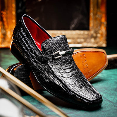 Marco Di Milano Men's Black Caiman Gator Loafer Metal Bit Fabro 1 FABRO-TIN_CAIMAN_BLACK_8  - from alligatorwarehouse.com