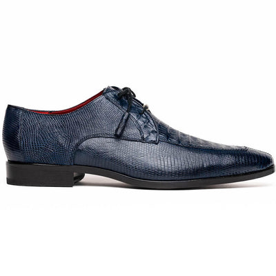 Marco Di Milano Men's Blue Caiman Lizard Derby Shoes Merida 3 MERIDA_CAIMAN FUSCUS-LIZ RING_BLUE_8  - from alligatorwarehouse.com