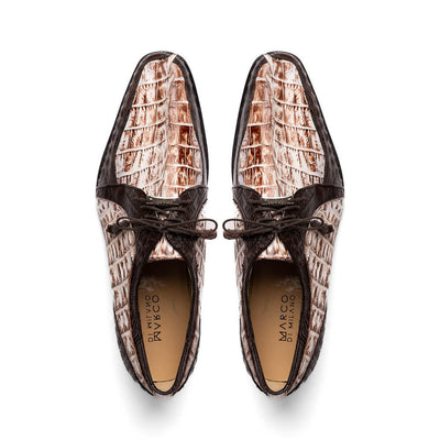 Marco Di Milano Mens White and Brown Caiman Gator Derby Caribe 3 CARIBE_CAIMAN FUSCUS_R.WITHE-BROWN_8  - from alligatorwarehouse.com