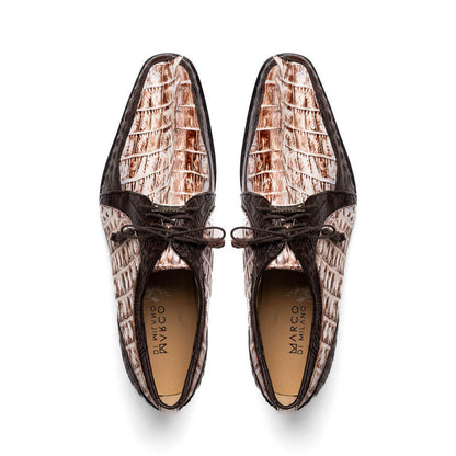 Marco Di Milano Mens White and Brown Caiman Gator Derby Caribe