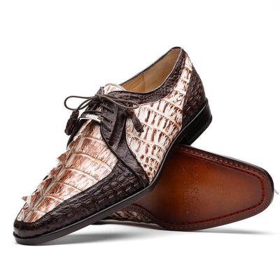 Marco Di Milano Mens White and Brown Caiman Gator Derby Caribe 2 CARIBE_CAIMAN FUSCUS_R.WITHE-BROWN_8  - from alligatorwarehouse.com
