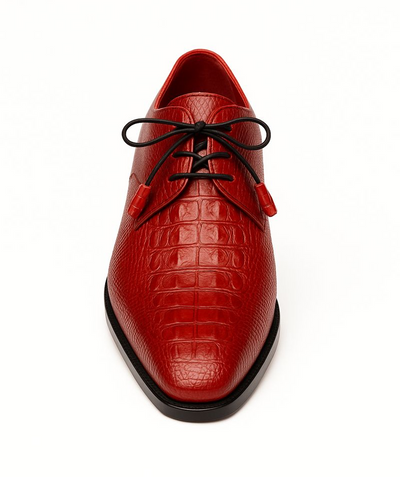 Marco Di Milano Merida Red Oxfords Lizard & Caiman Crocodile Shoes