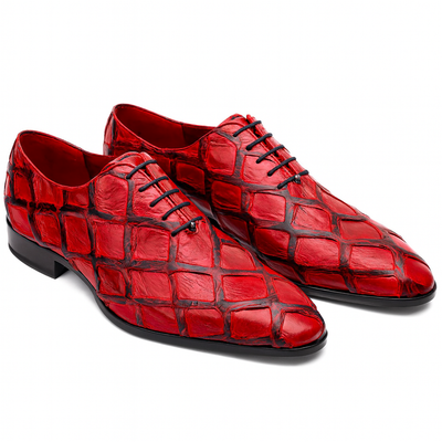 Marco Di Milano Olivieri Red Pirarucu Dress Shoe Oxfords 6 OLIVIERI_PIRARUCU_RED_8  - from alligatorwarehouse.com