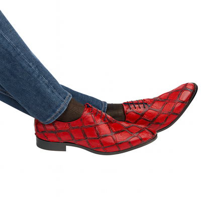 Marco Di Milano Olivieri Red Pirarucu Dress Shoe Oxfords 7 OLIVIERI_PIRARUCU_RED_8  - from alligatorwarehouse.com