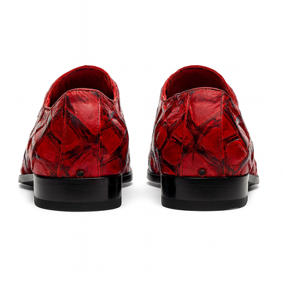 Marco Di Milano Olivieri Red Pirarucu Dress Shoe Oxfords 8 OLIVIERI_PIRARUCU_RED_8  - from alligatorwarehouse.com